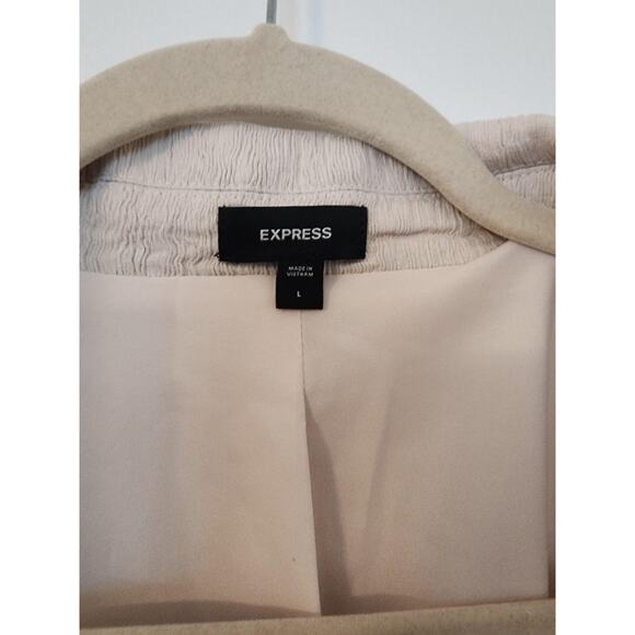 Express Oversized Textured Boyfriend Blazer Suit Jacket Beige Cream sz L - Picture 9 of 16